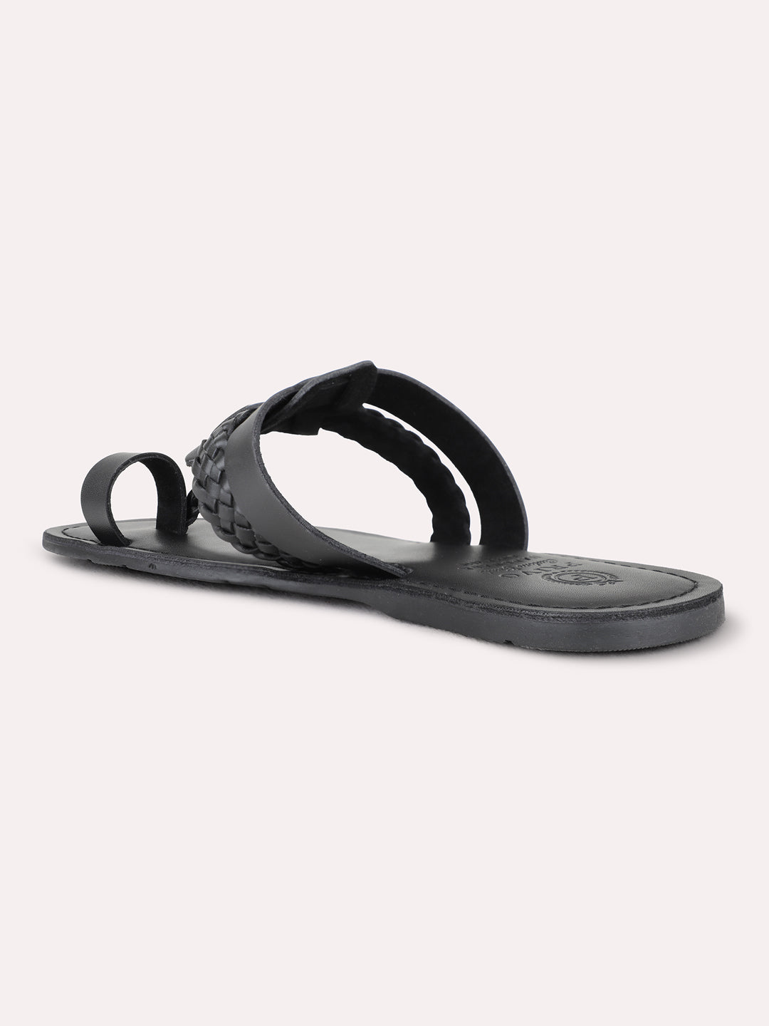 Mens Black Casual One Toe Slip-On Sandals