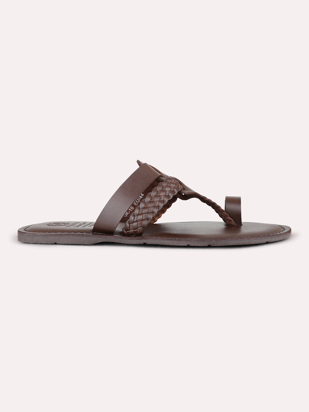 Mens Brown Casual One Toe Flat Slip-On Sandals