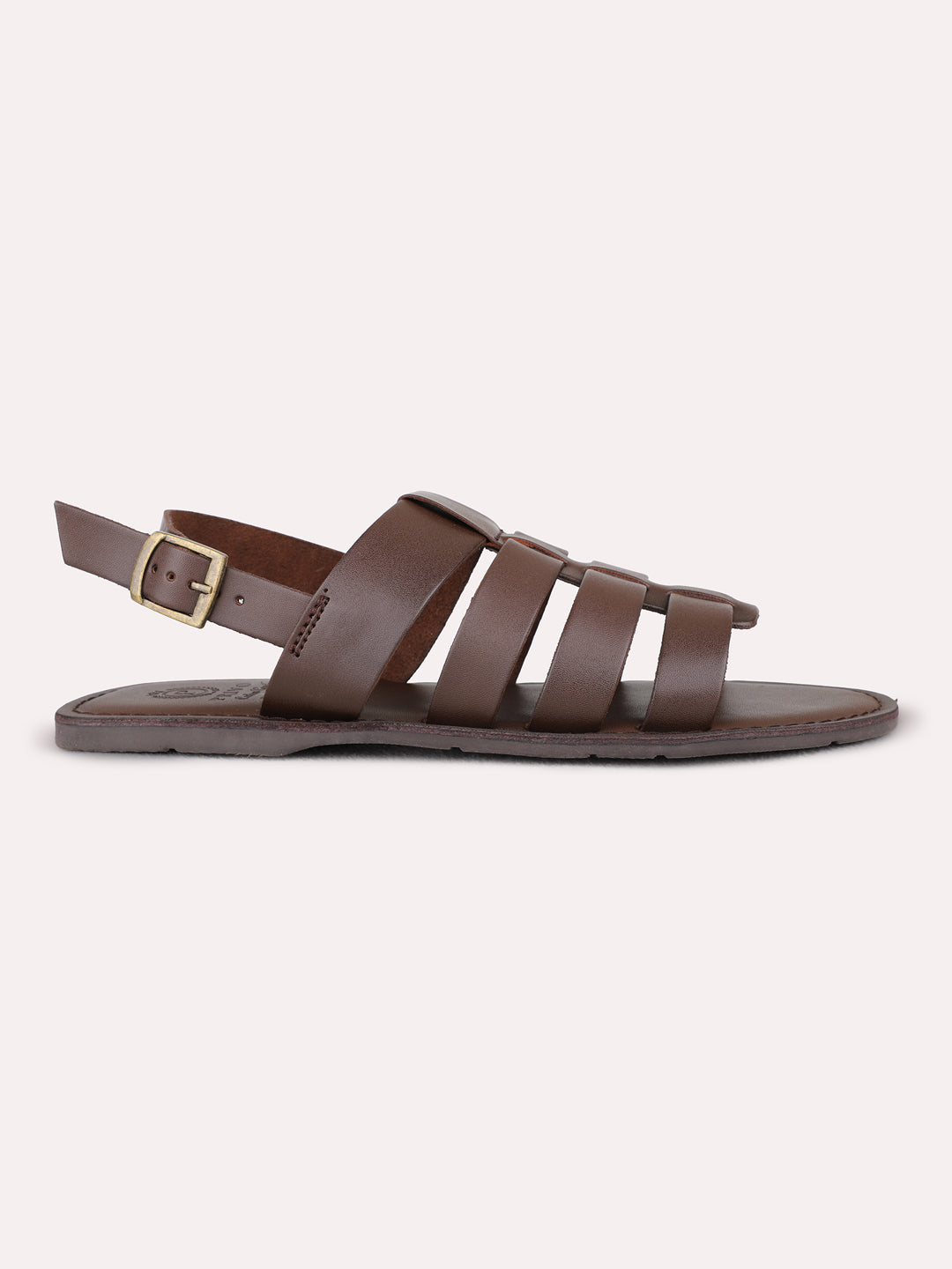 Mens Brown Casual Open Toe Flat Backstrap Sandals