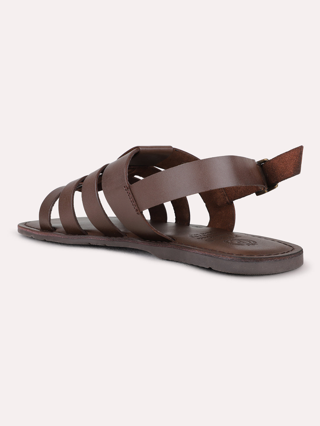 Mens Brown Casual Open Toe Flat Backstrap Sandals
