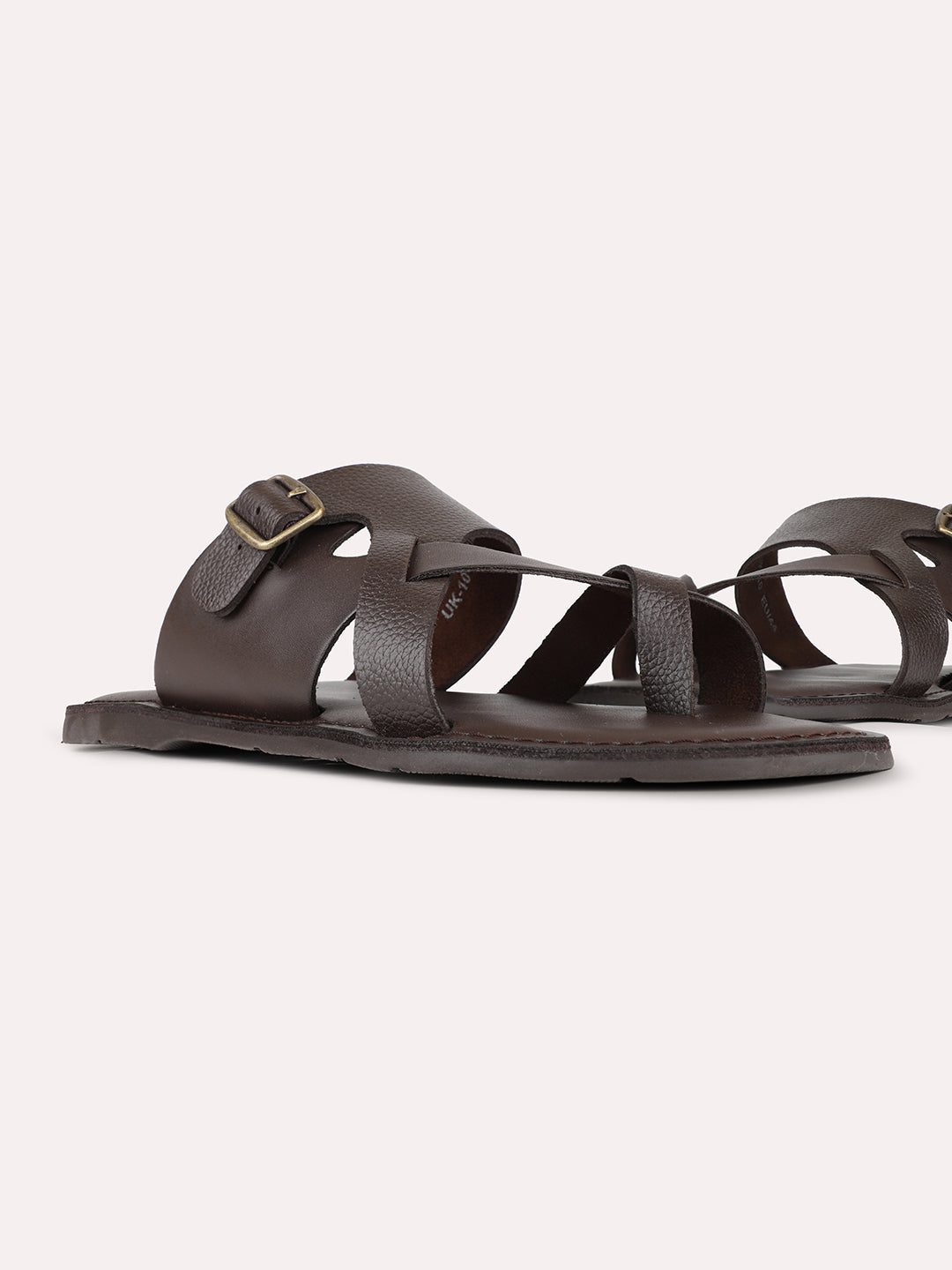 Mens Brown Casual Striped One Toe  Slip-On Flats