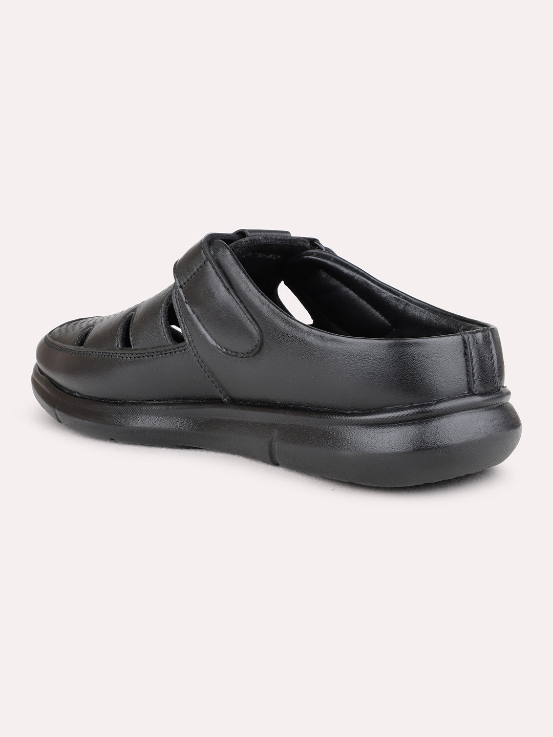Mens Black Casual Solid Round Toe Sandals
