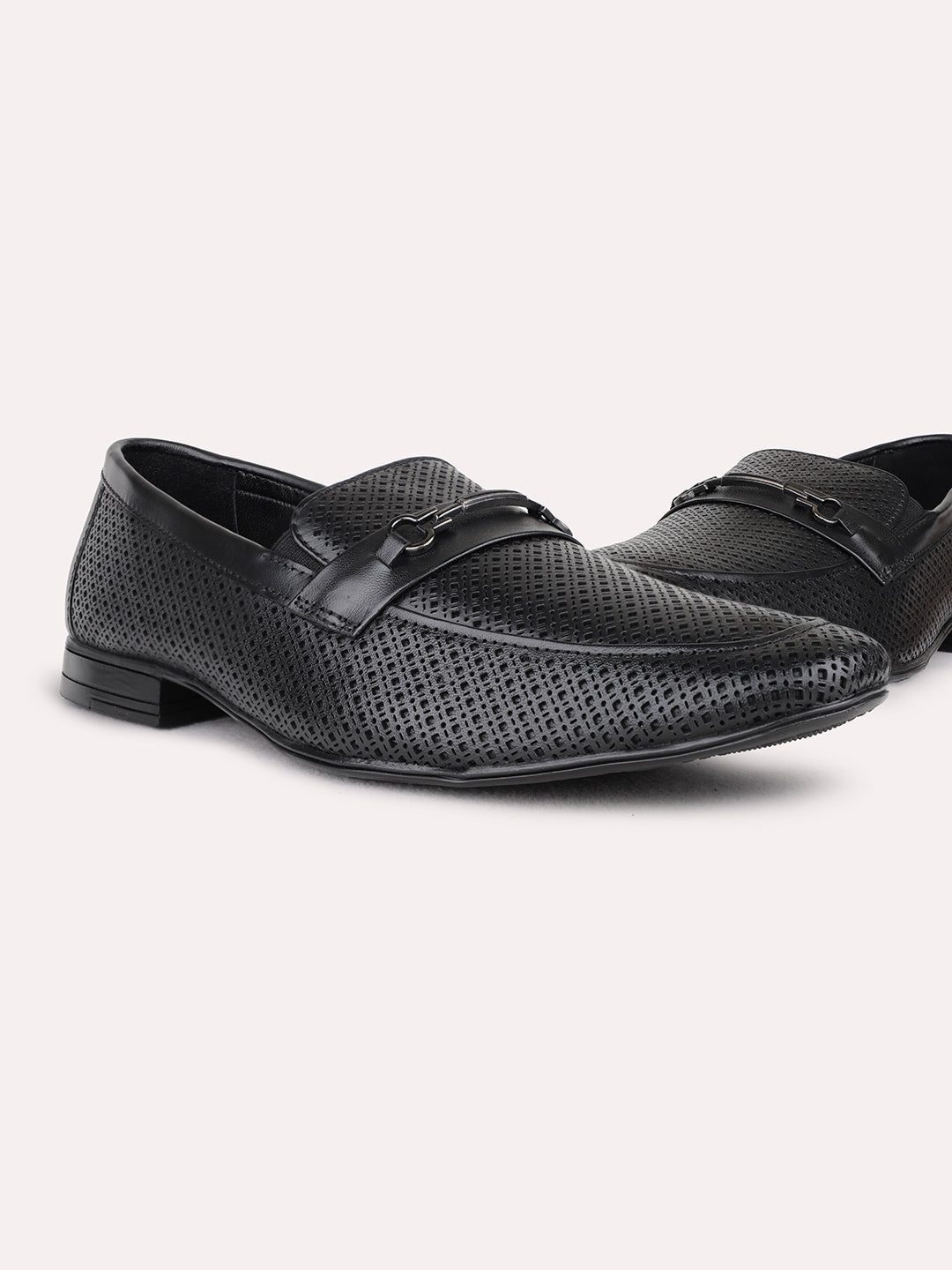 Mens Black Formal Solid Pointed Toe Loafers