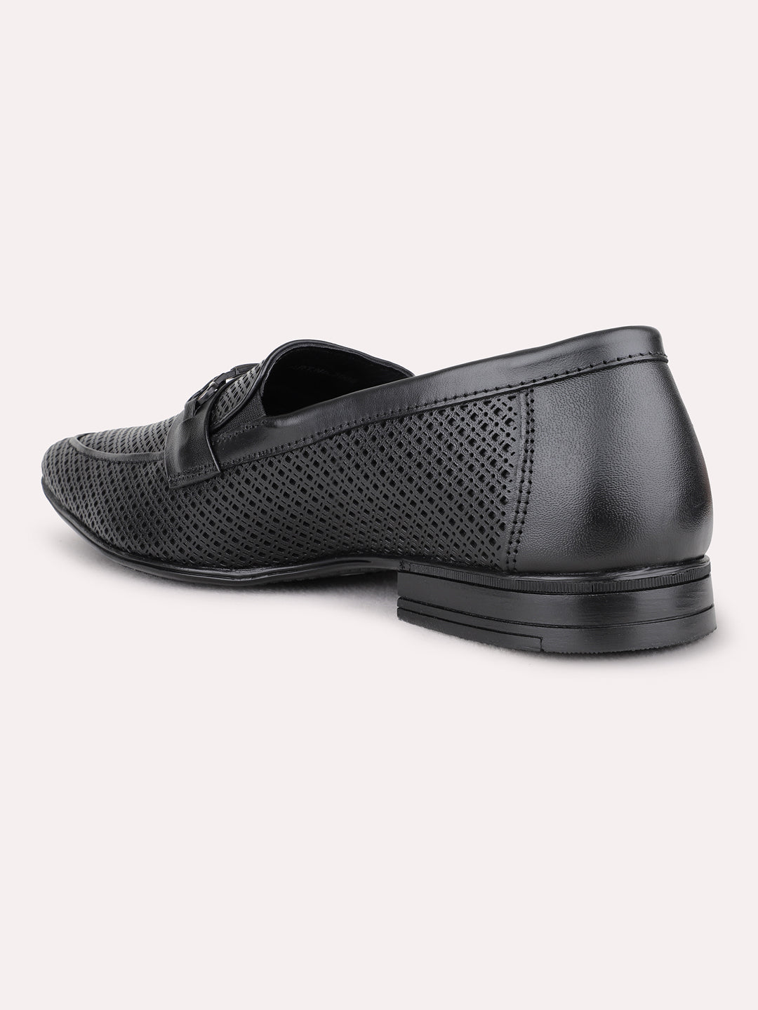 Mens Black Formal Solid Pointed Toe Loafers