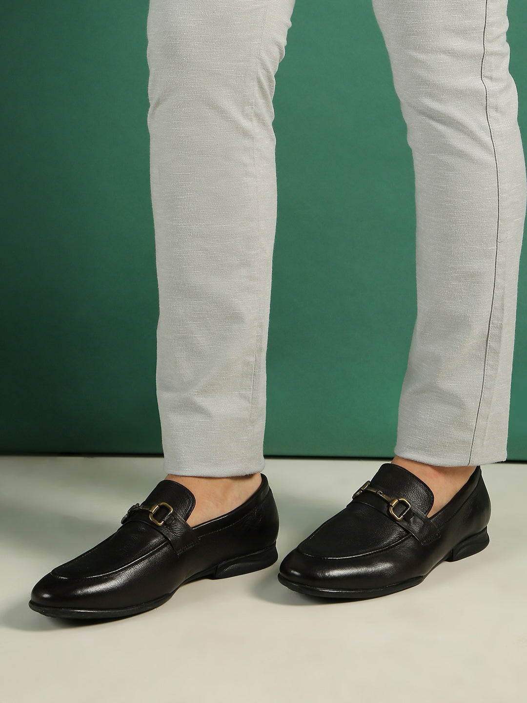 Mens Brown Formal Solid Pointed Toe Loafer Shoes