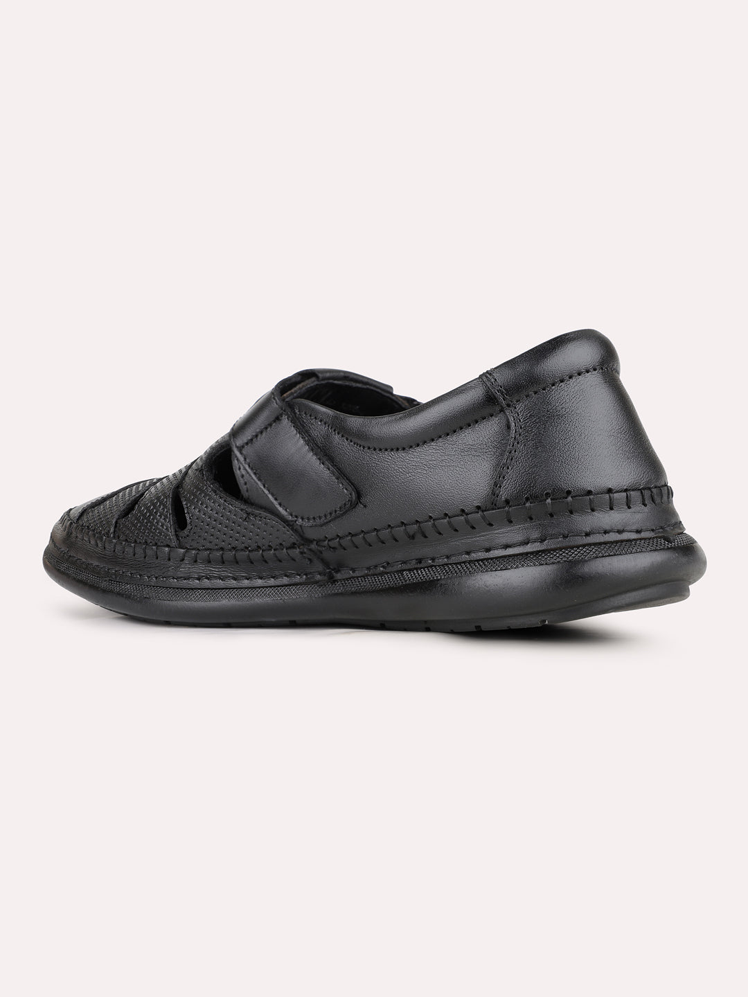 Mens Black Casual Solid Pattern Round Toe Flats
