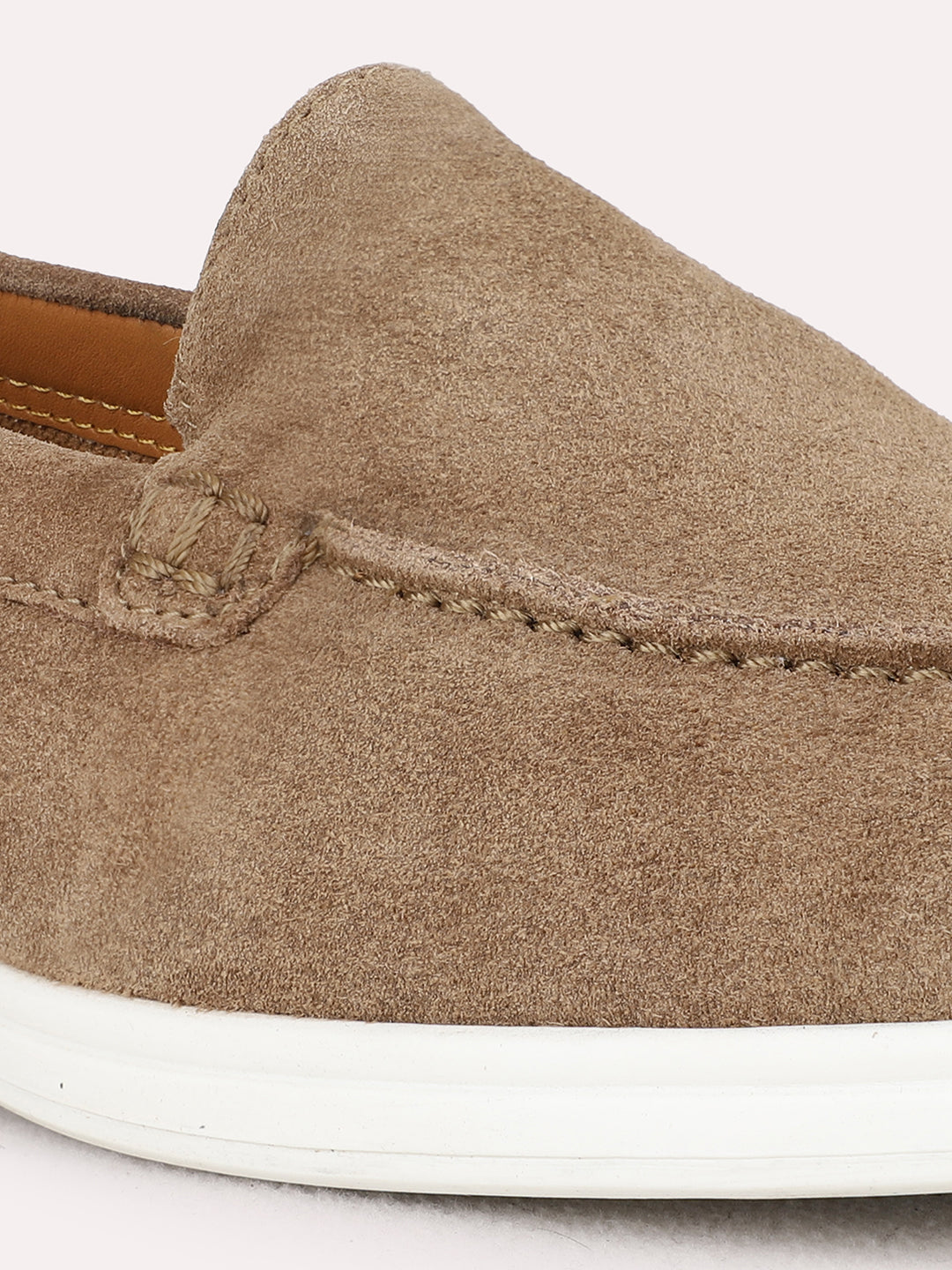Mens Taupe Casual Printed Round Toe Loafer Shoes