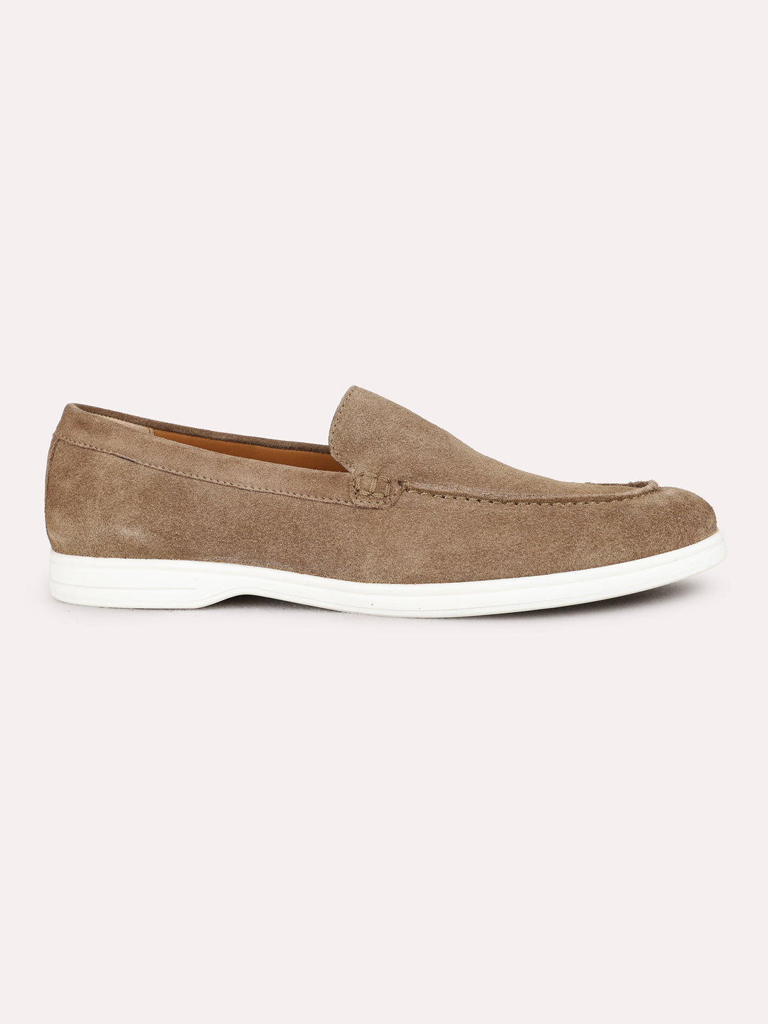Mens Taupe Casual Printed Round Toe Loafer Shoes