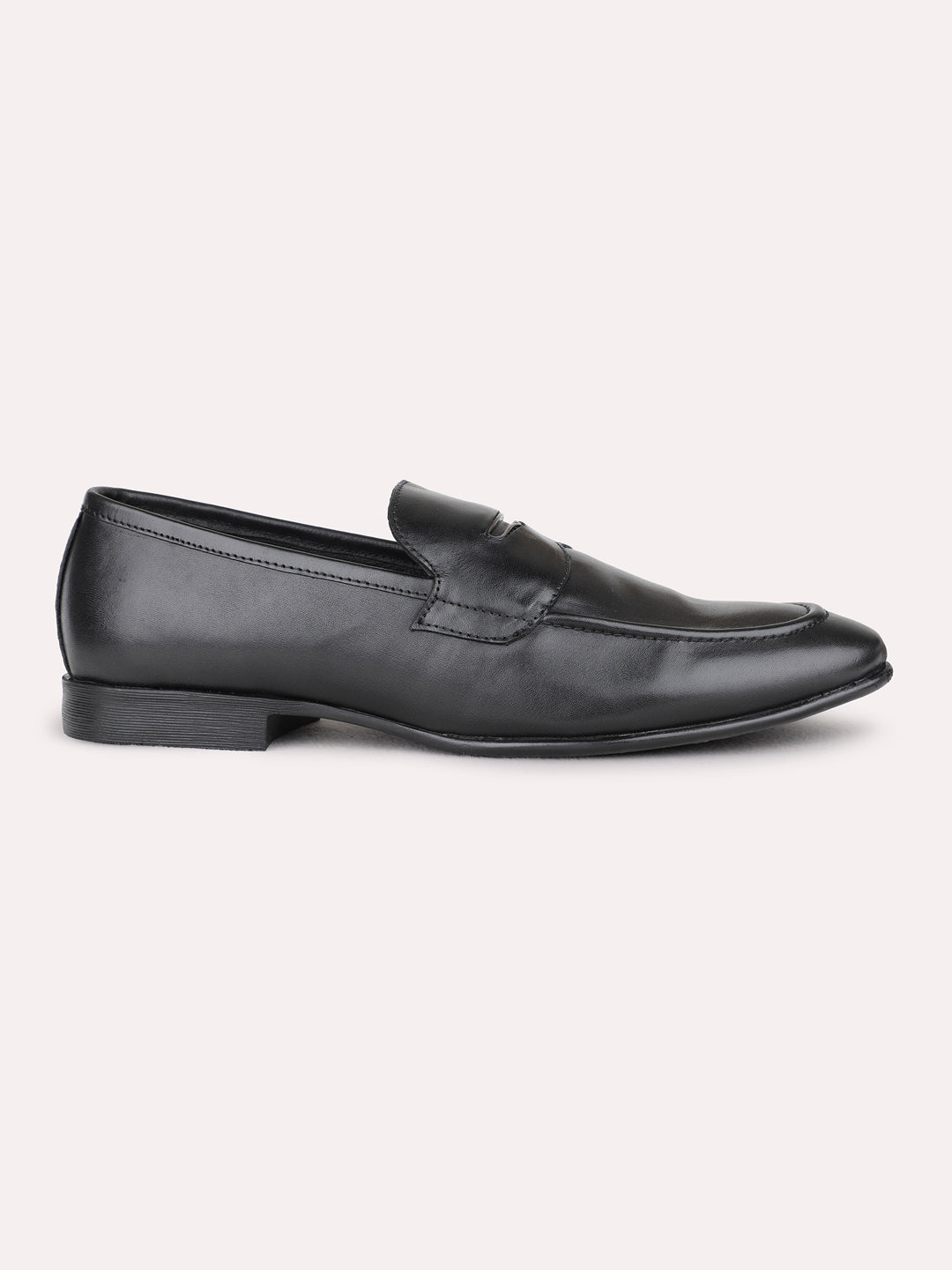 Mens Black Solid Pointed Toe Loafers