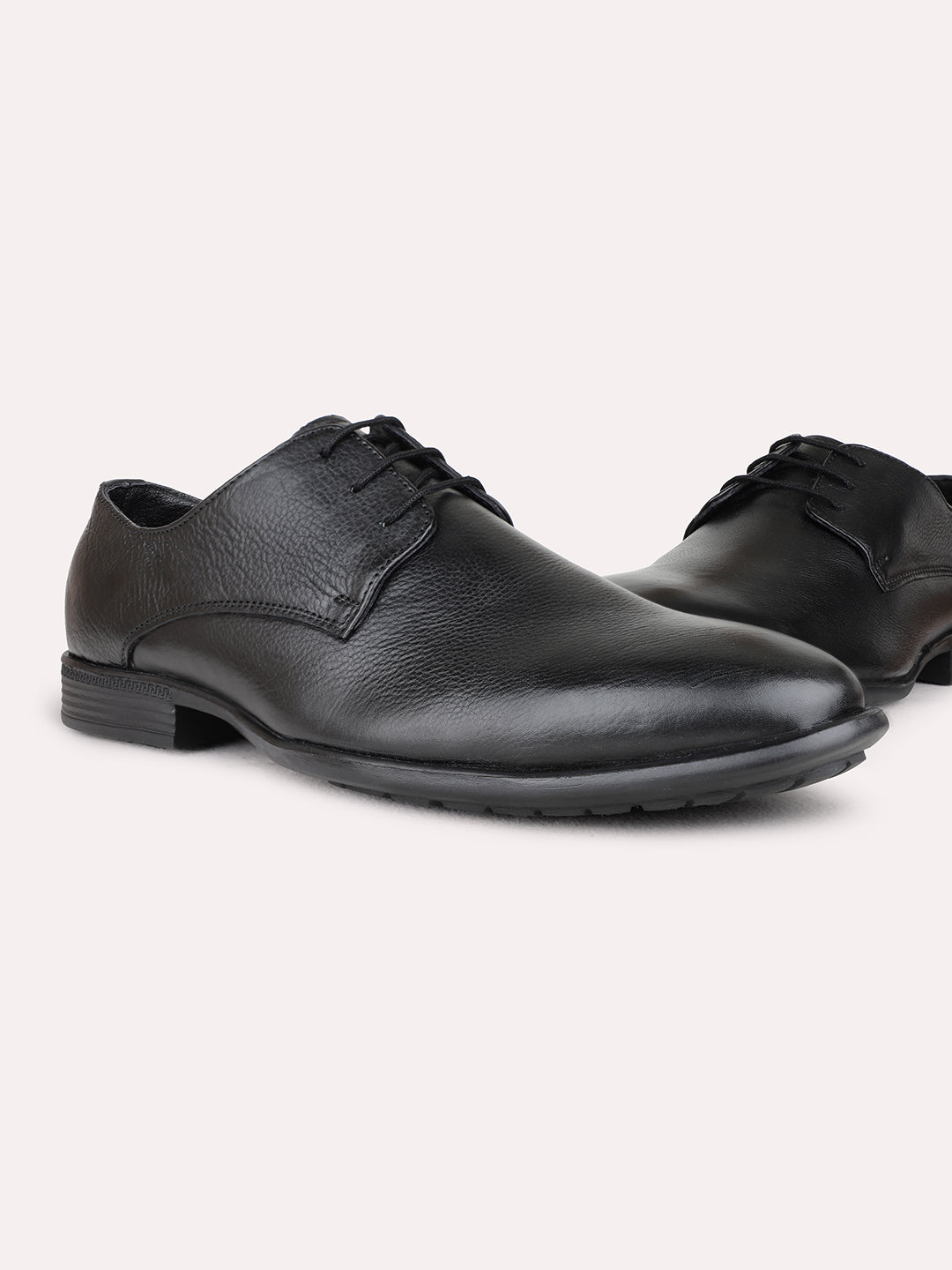 Mens Black Formal Solid Pointed Toe Derby Shoe