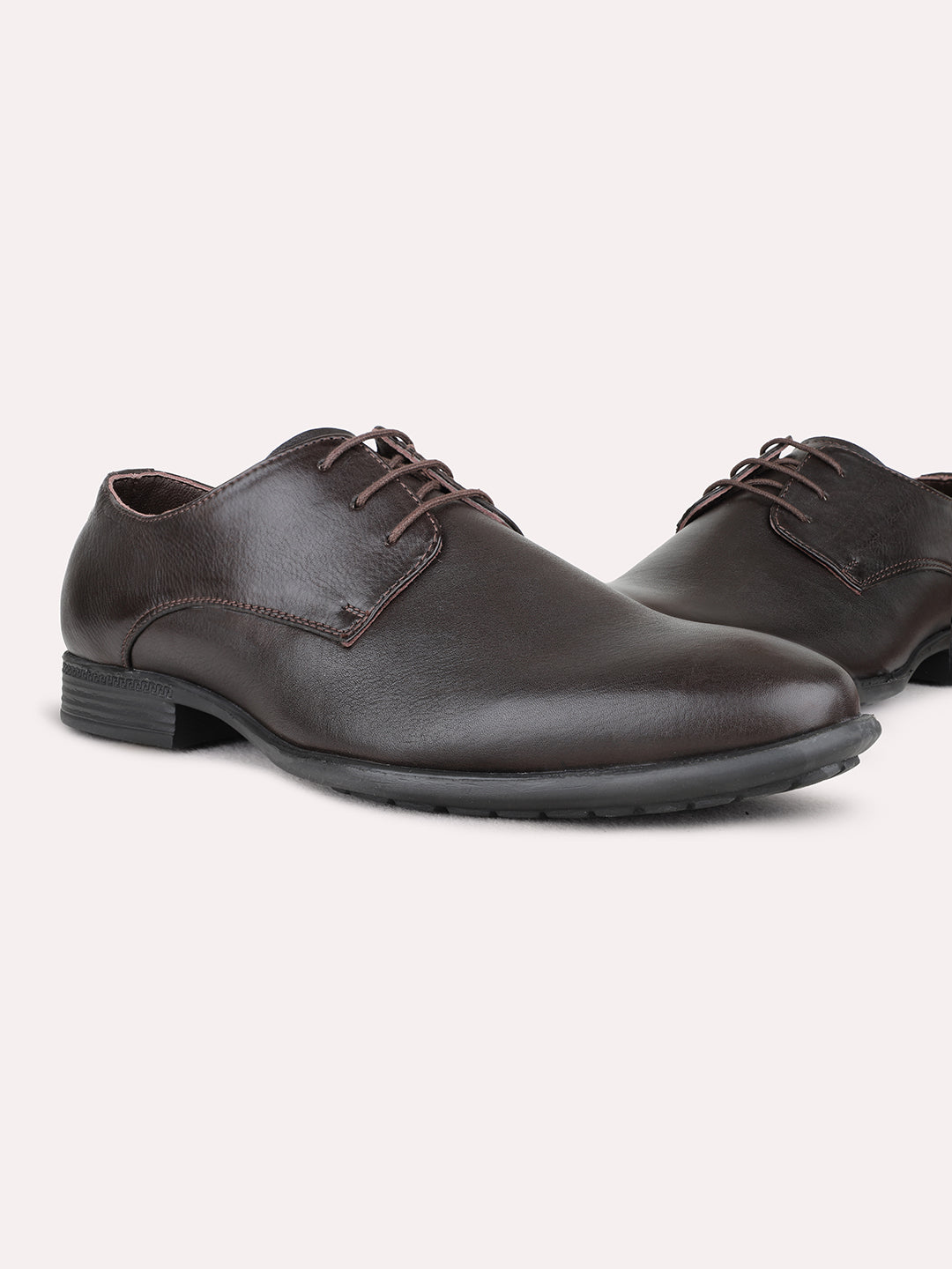 Mens Brown Formal Pointed Lace-up Derby Shoe