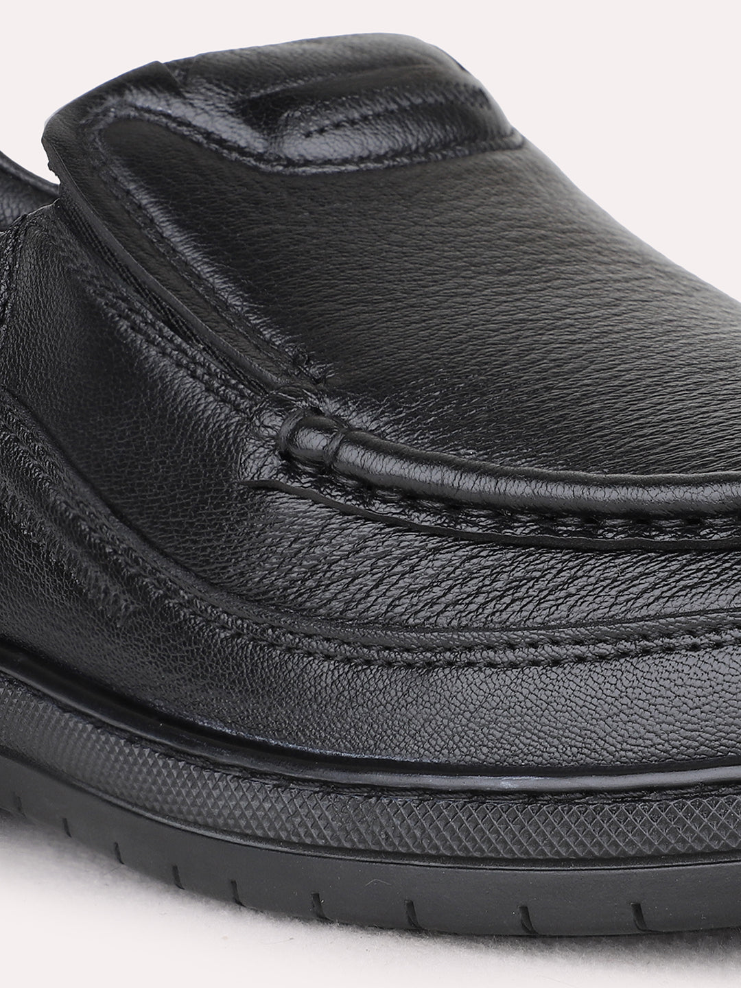 Mens Black Formal Solid Round Toe Moccasin Shoe