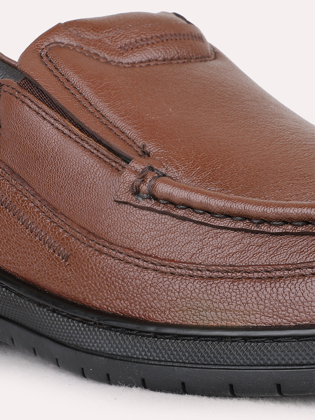 Mens Brown Formal Solid Round Toe Moccasin Shoe