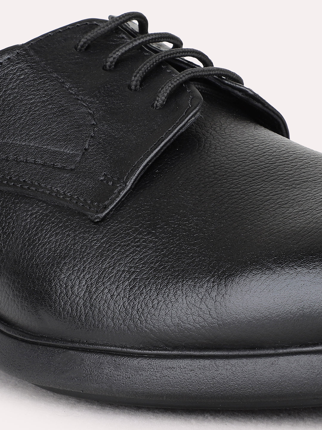 Mens Black Formal Solid Round Toe Derby Shoe