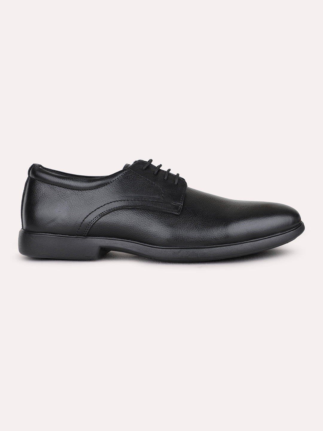Mens Black Formal Solid Round Toe Derby Shoe