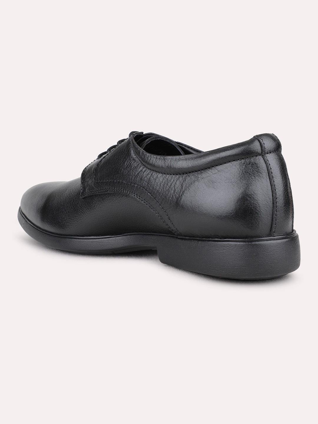 Mens Black Formal Solid Round Toe Derby Shoe
