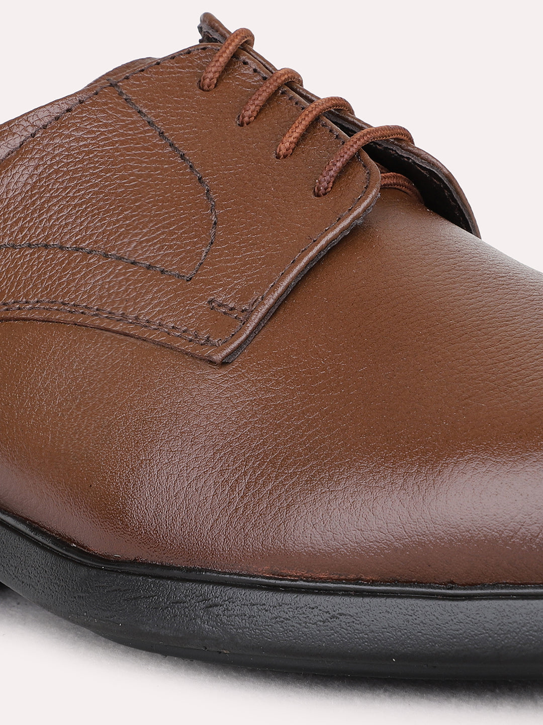 Mens Brown Formal Solid Round Toe Derby Shoe