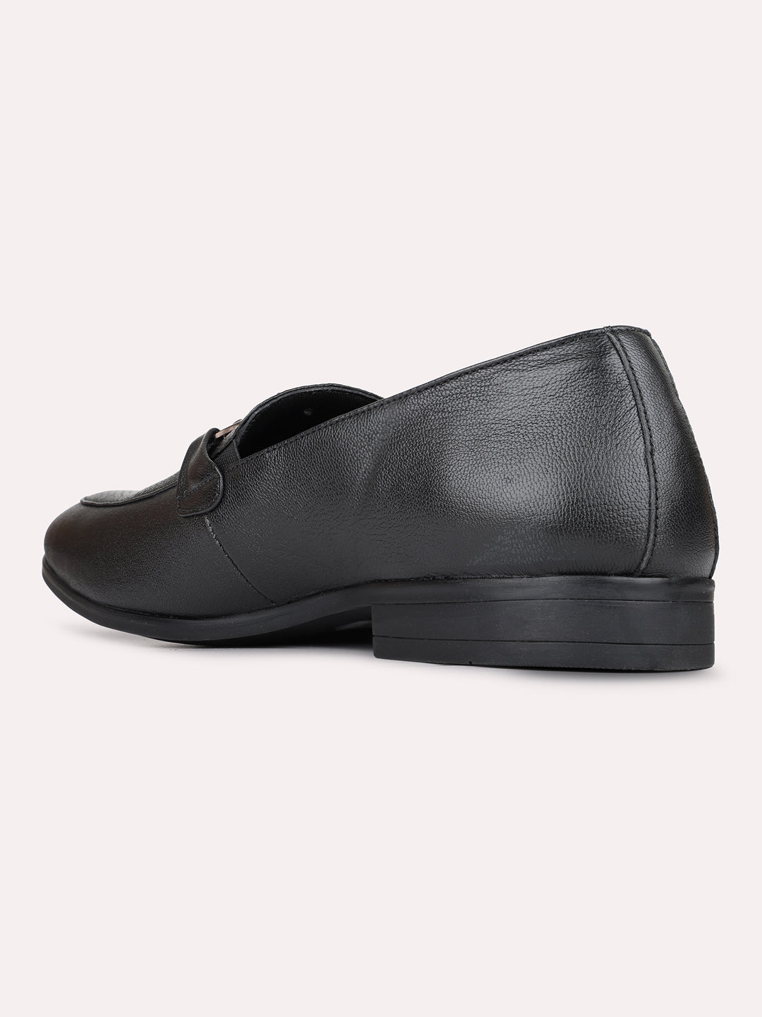 Mens Black Formal Embossed Round Toe Moccasins