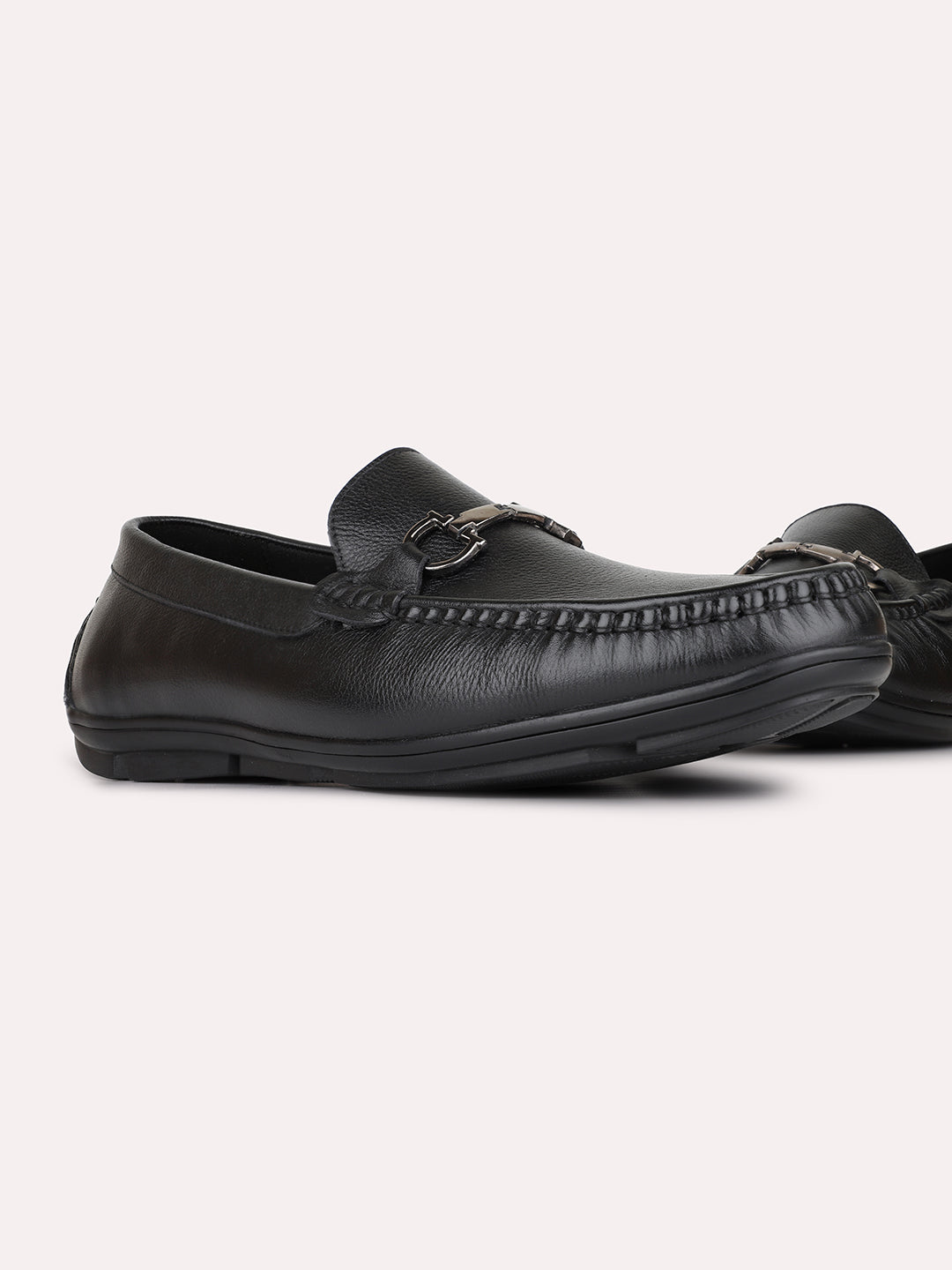 Mens Black Casual Solid Pattern Round Toe Loafers