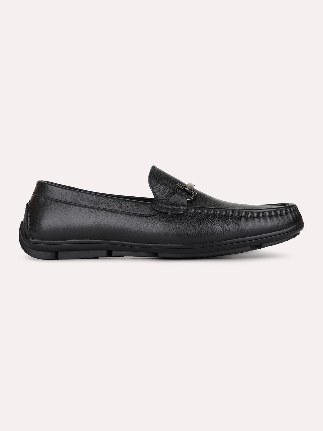 Mens Black Casual Solid Pattern Round Toe Loafers