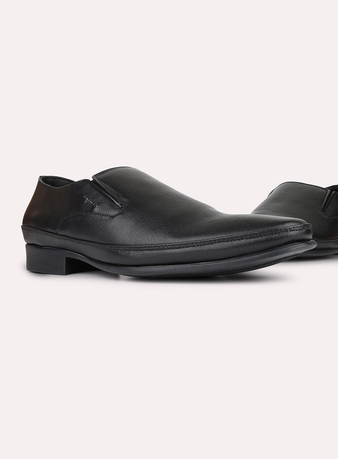 Mens Black Formal Solid Pointed Toe Slip-On Shoes