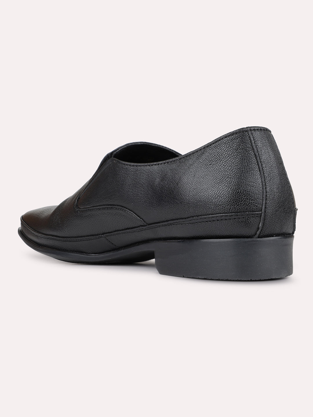 Mens Black Formal Solid Pointed Toe Slip-On Shoes
