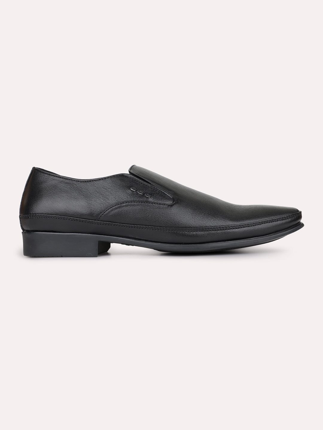 Mens Black Formal Solid Pointed Toe Slip-On Shoes