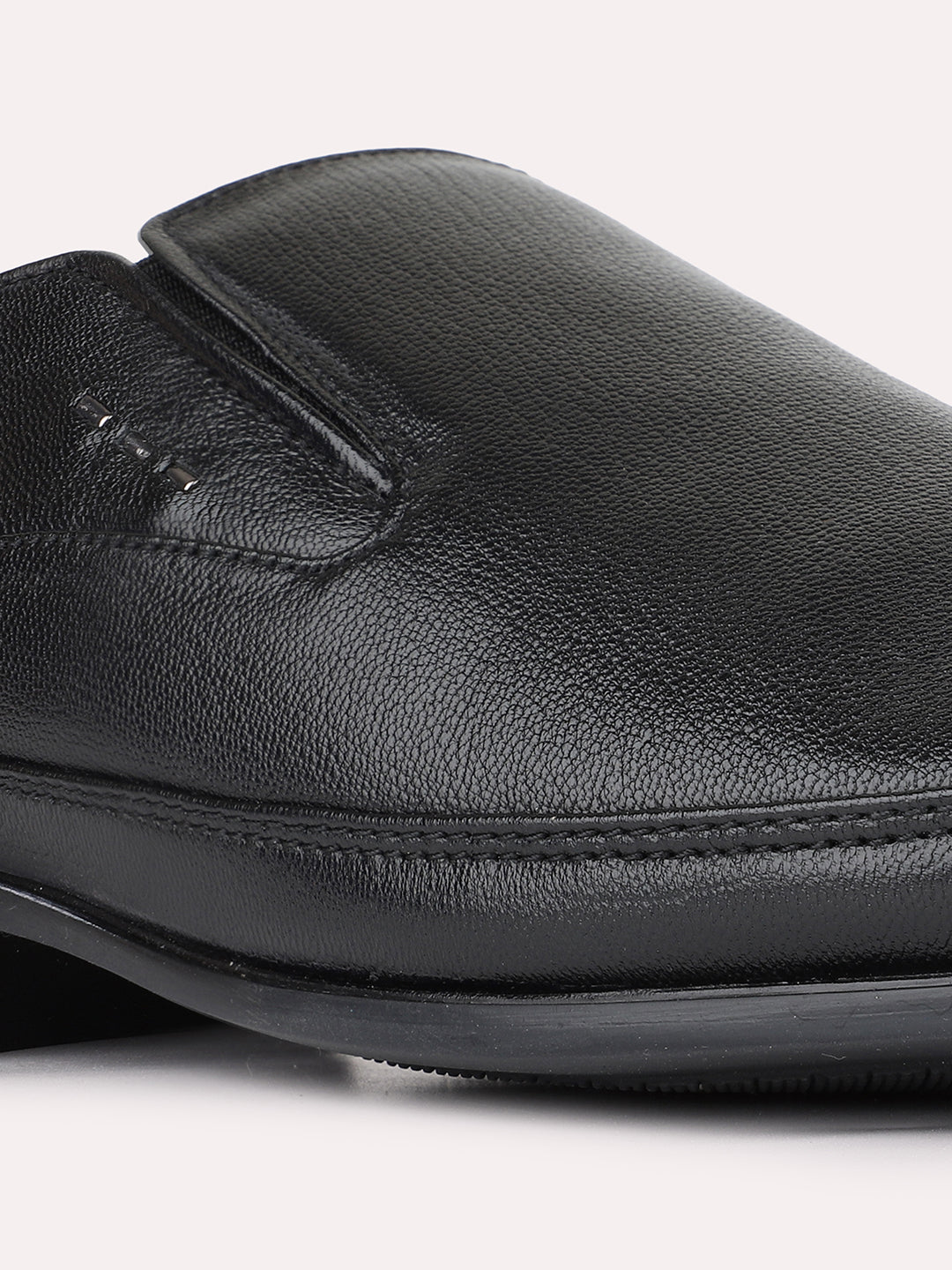 Mens Black Formal Solid Pointed Toe Slip-On Shoes