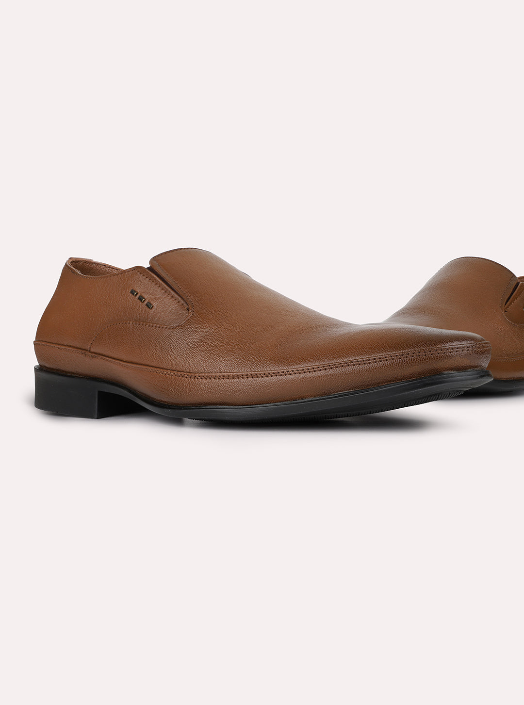 Mens Brown Formal Solid Pointed Toe Slip-On Shoes