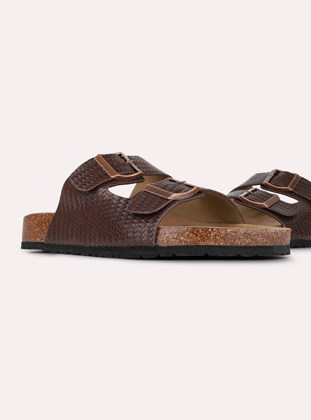 Mens Brown Casual Solid Pattern Open Toe Flats