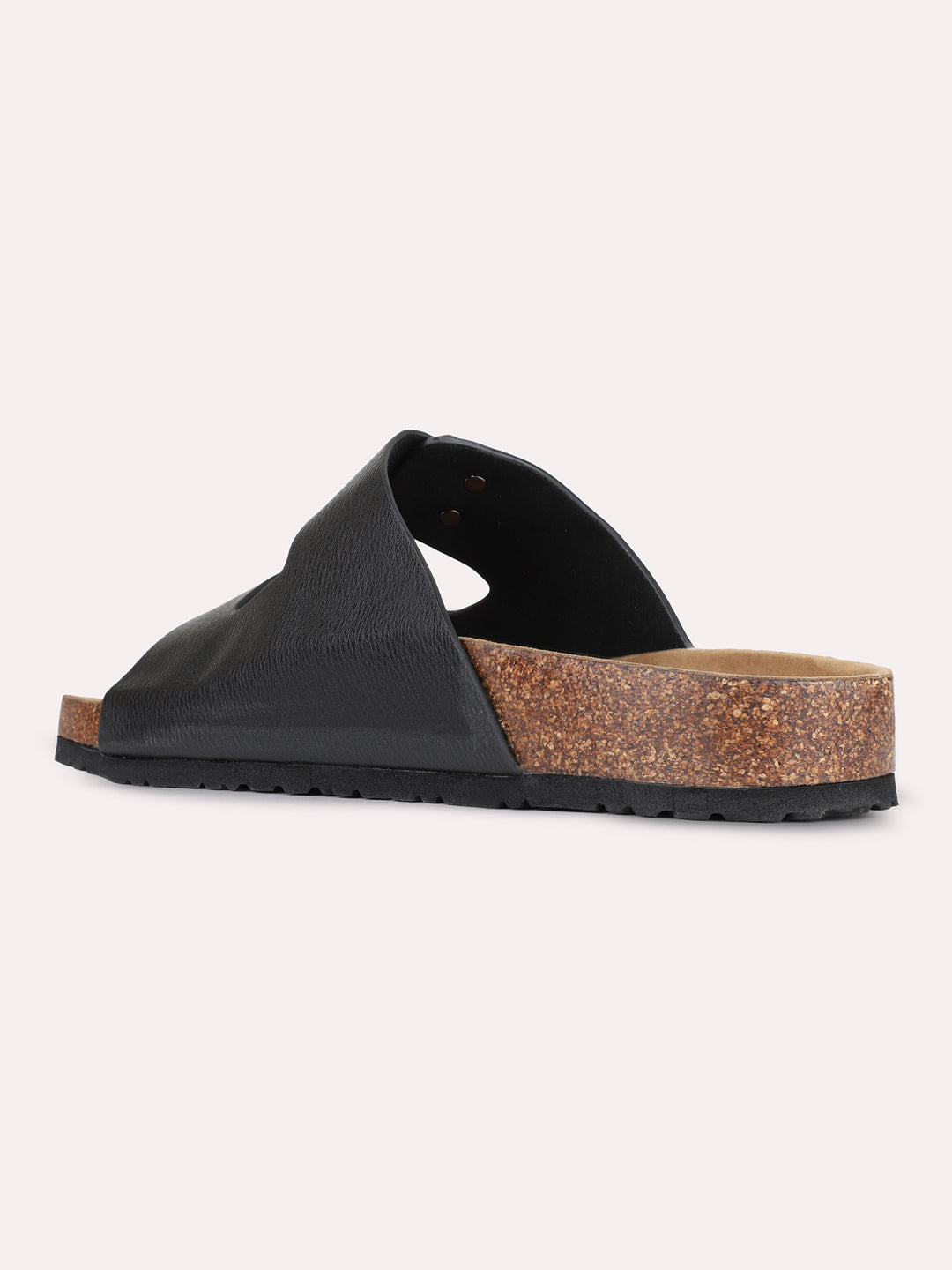 Mens Black Casual Solid Pattern Open Toe Flats