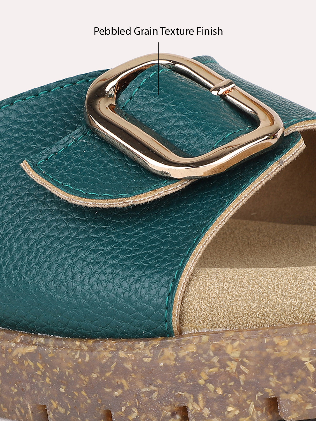 Womens Green Casual Solid Open Toe Flats