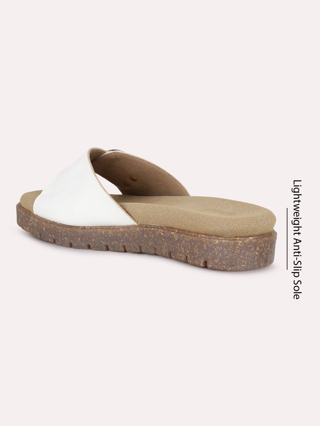 Womens White Casual Solid Open Toe Flats
