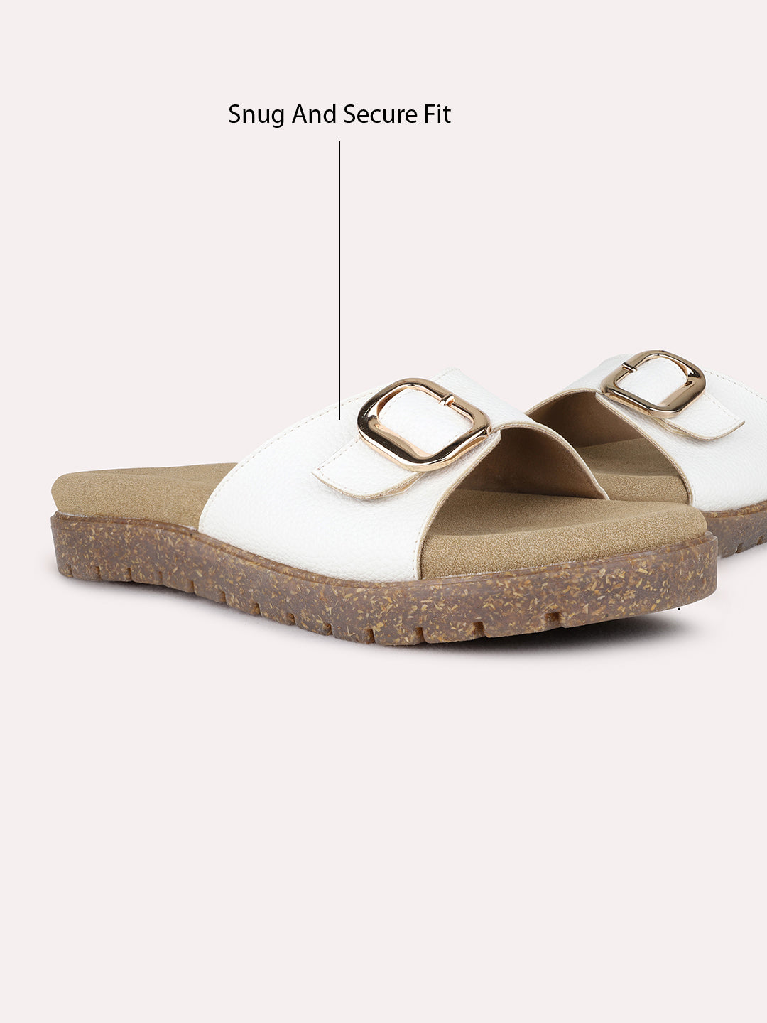 Womens White Casual Solid Open Toe Flats