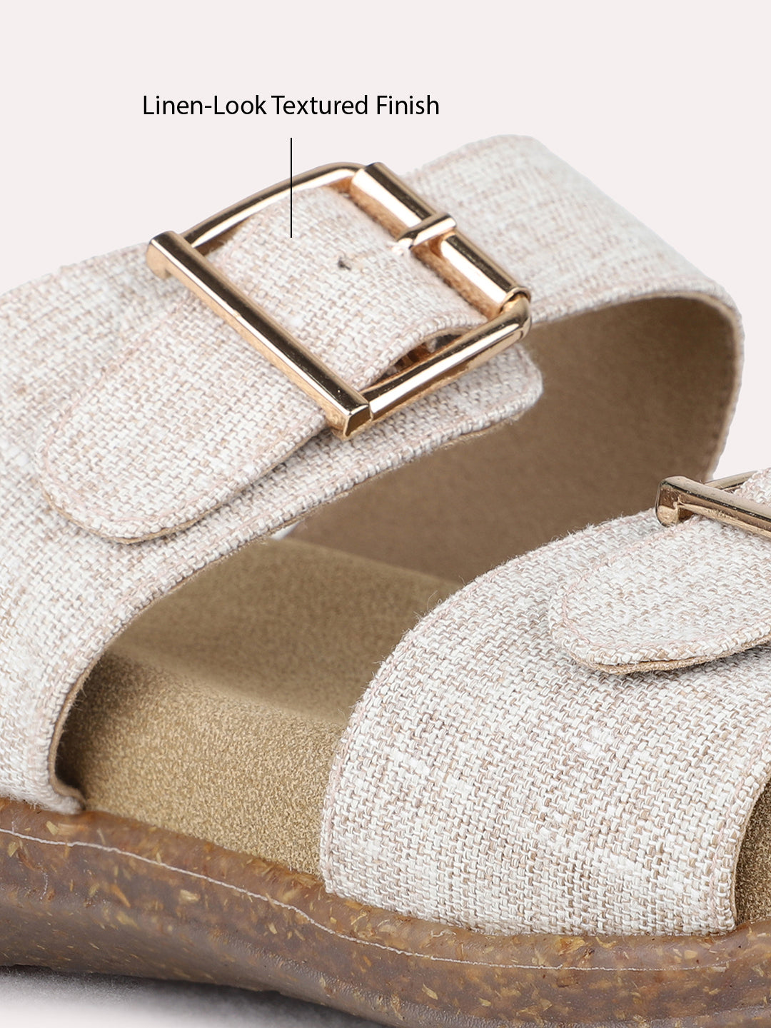 Womens Beige Casual Wear Solid One Toe Flats