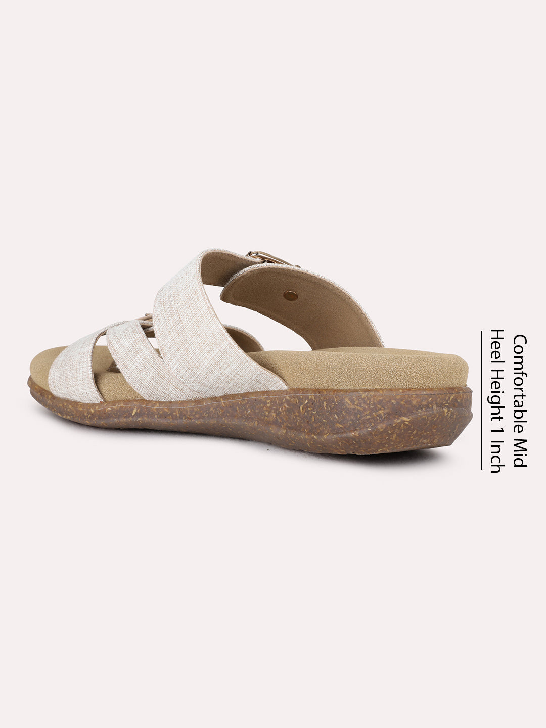 Womens Beige Casual Wear Solid One Toe Flats