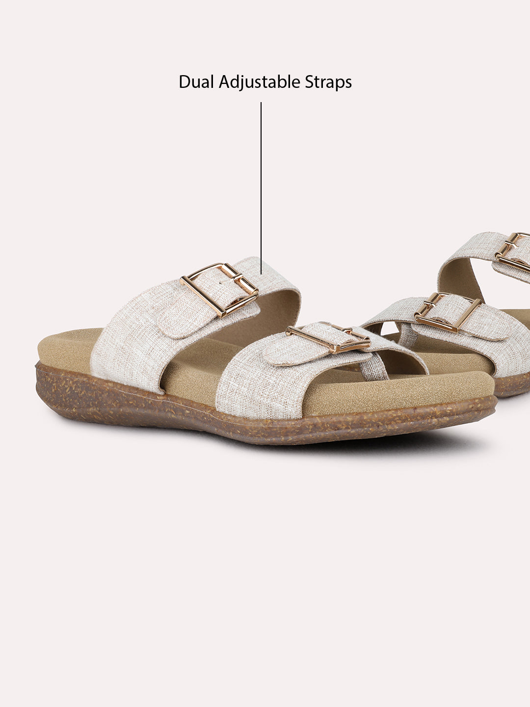 Womens Beige Casual Wear Solid One Toe Flats