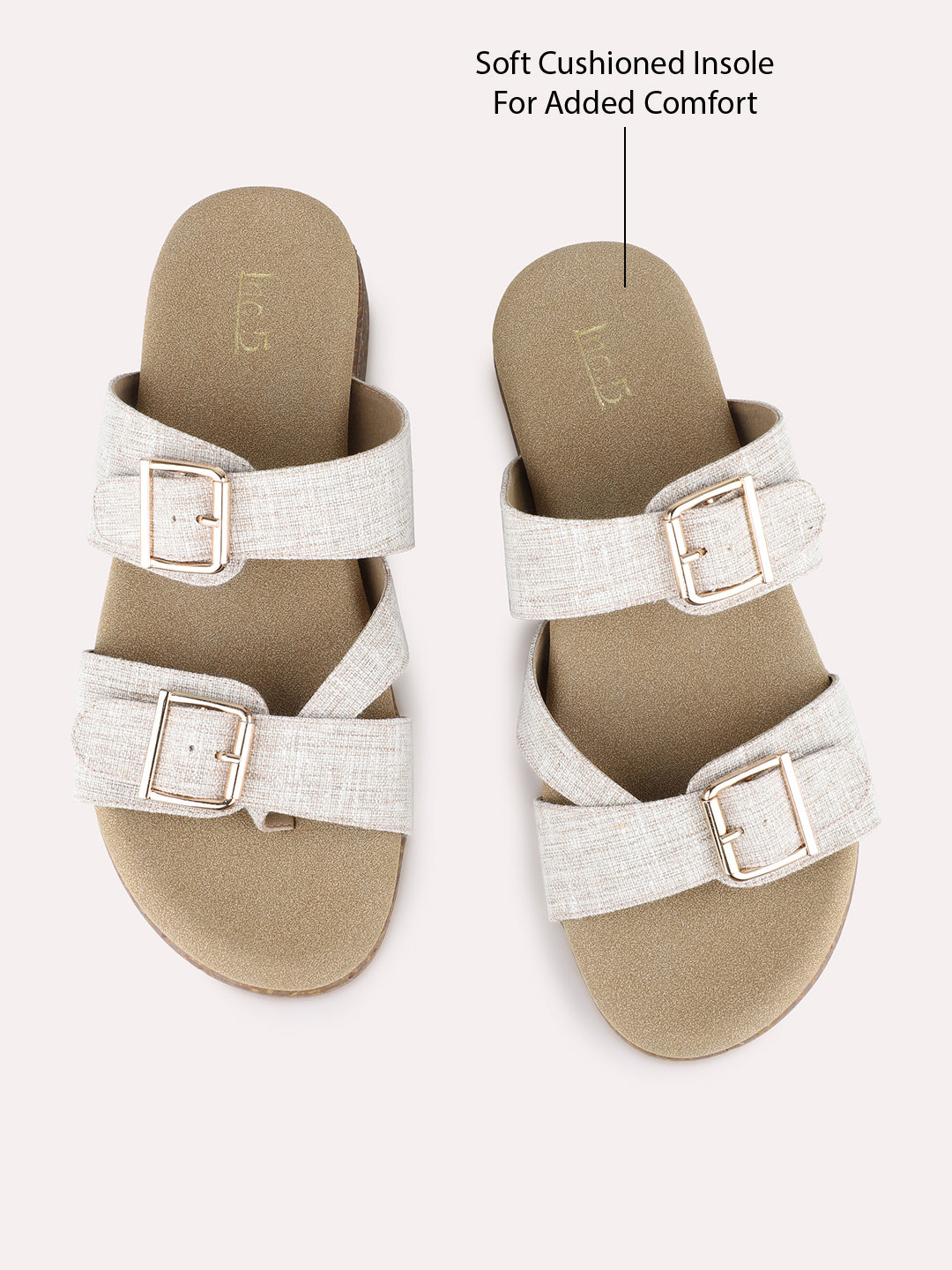 Womens Beige Casual Wear Solid One Toe Flats