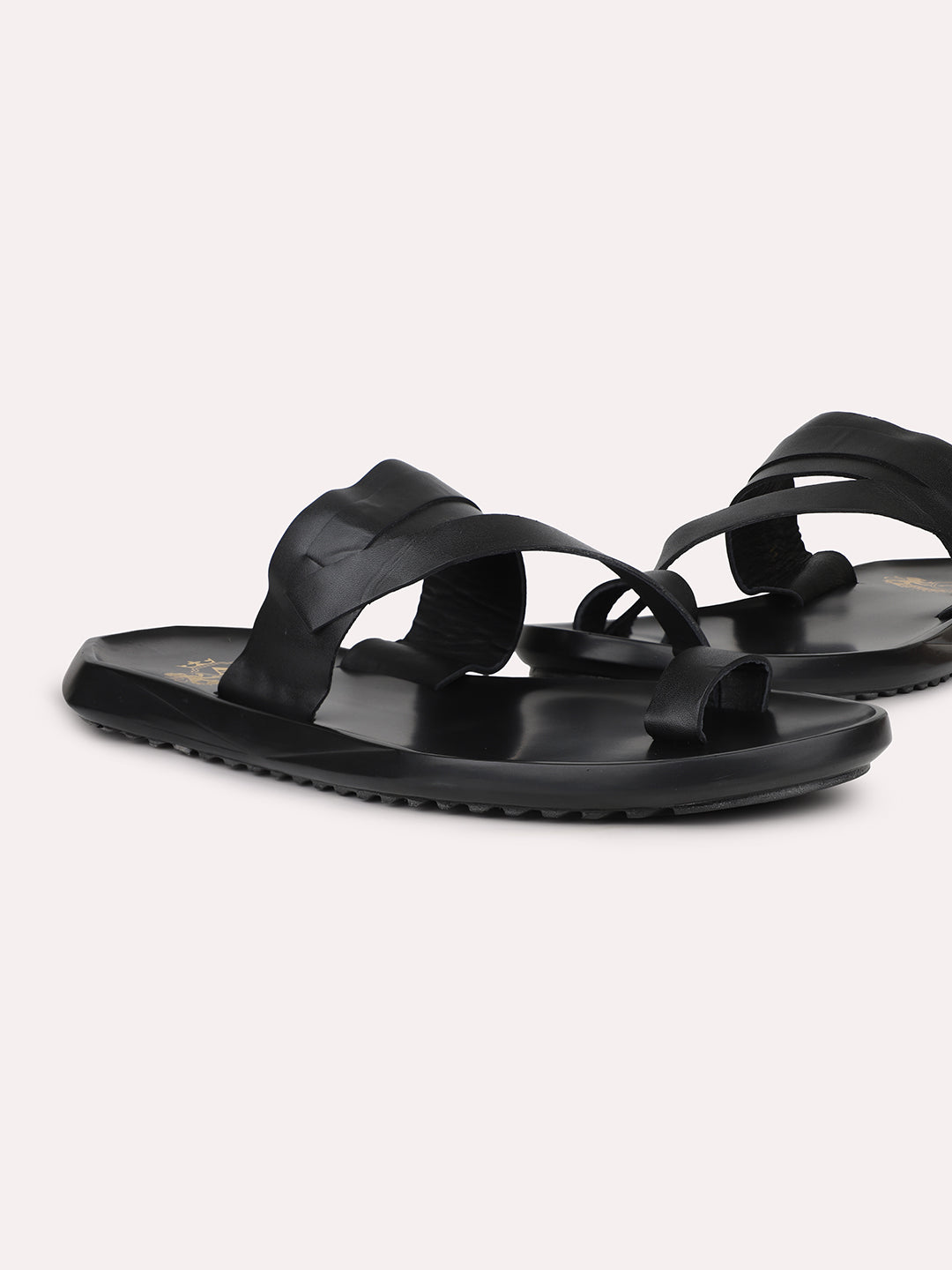 Men Black Leather Casual Sandals