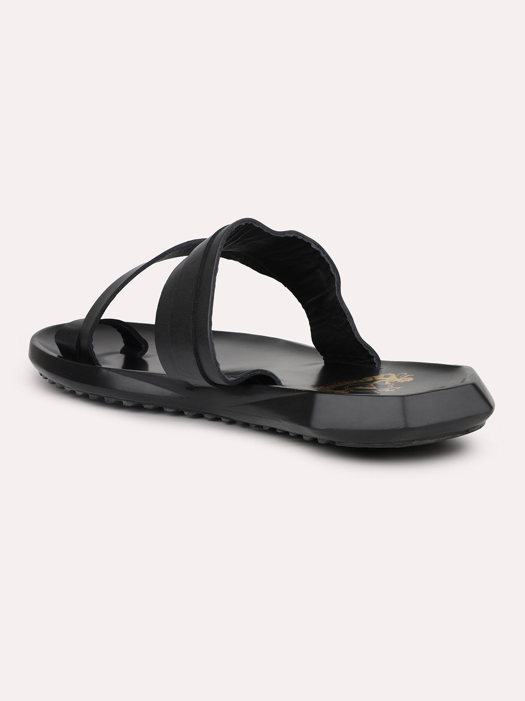 Men Black Leather Casual Sandals