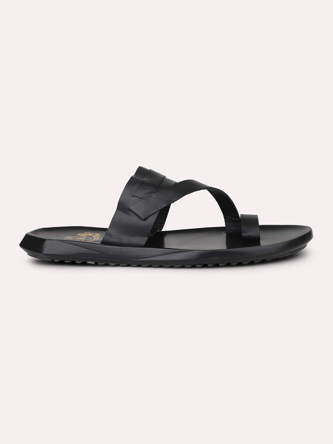 Men Black Leather Casual Sandals