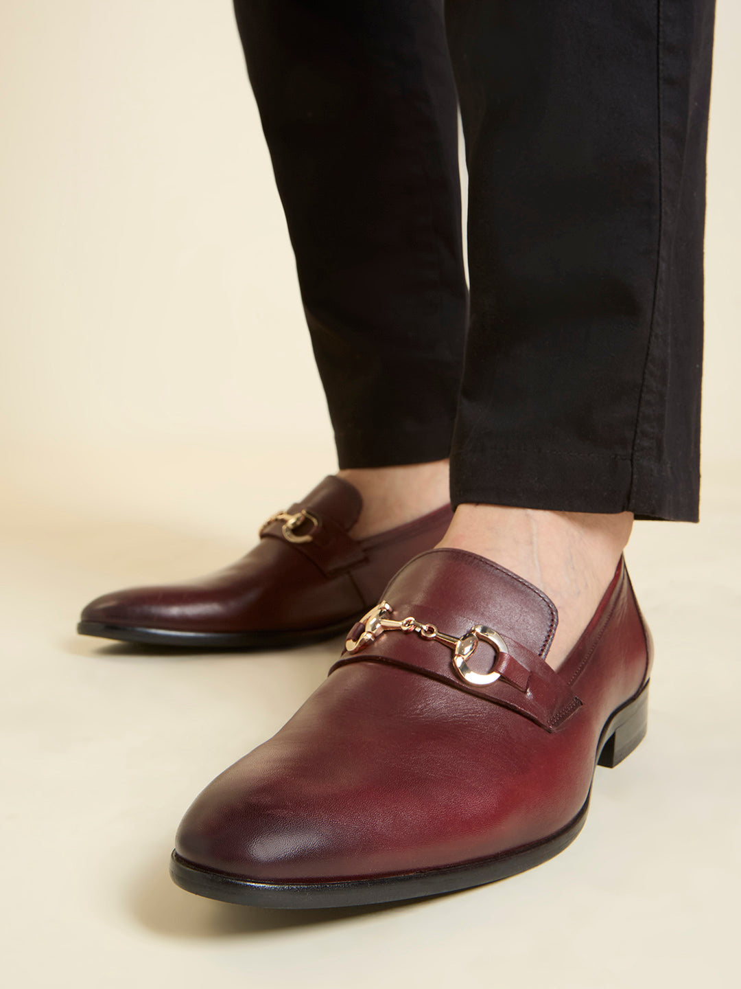 Atesber Brooch Formal Slipon-Wine For Men