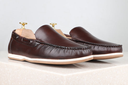 Atesber Coffee Brown Solid Loafers For Men