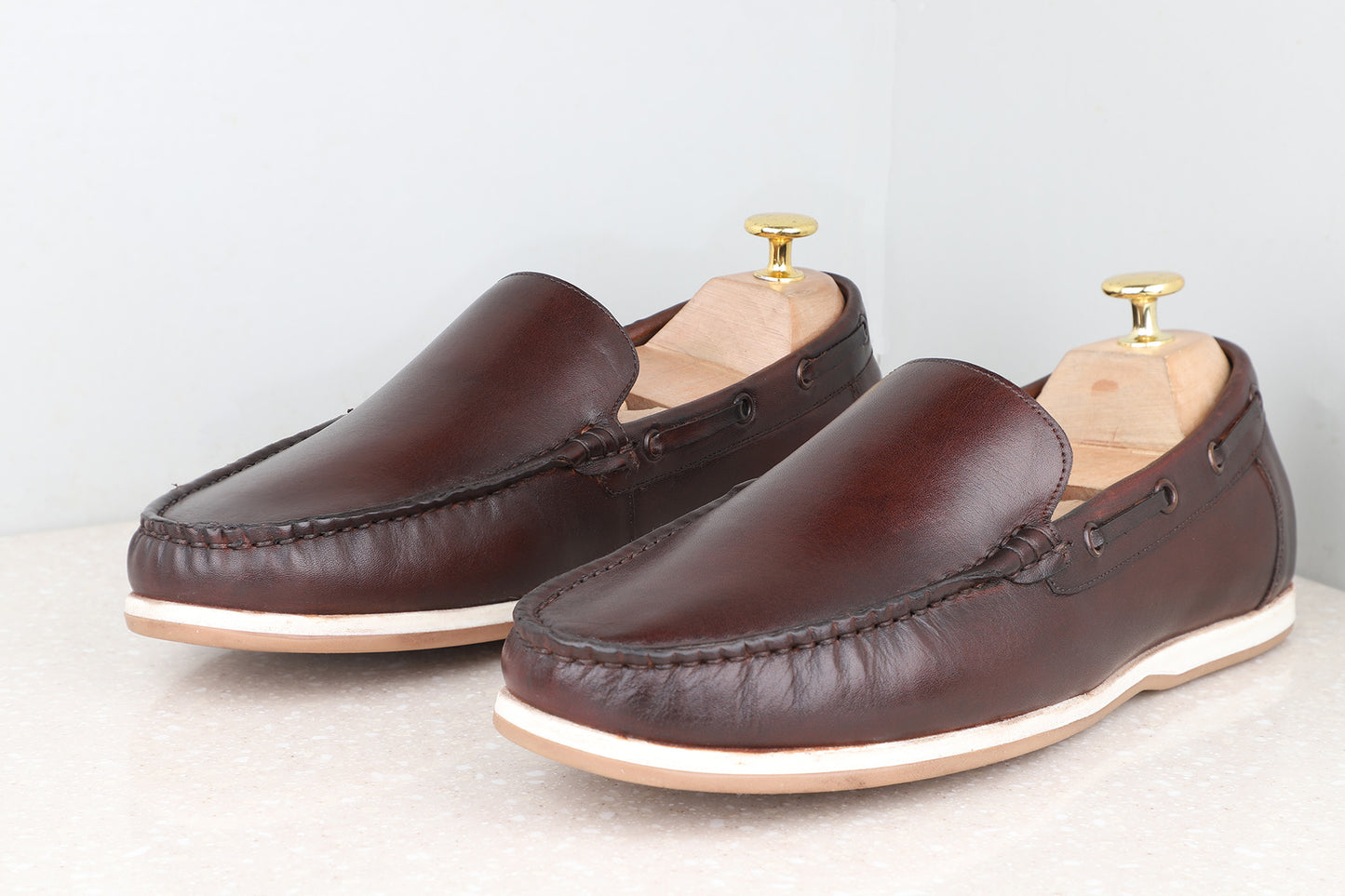 Atesber Coffee Brown Solid Loafers For Men