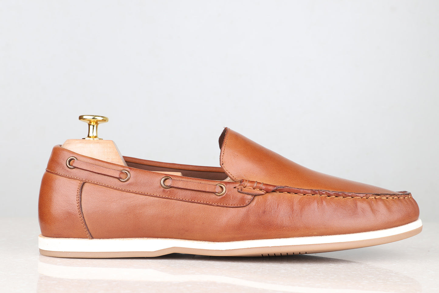 Atesber Tan Solid Loafers For Men