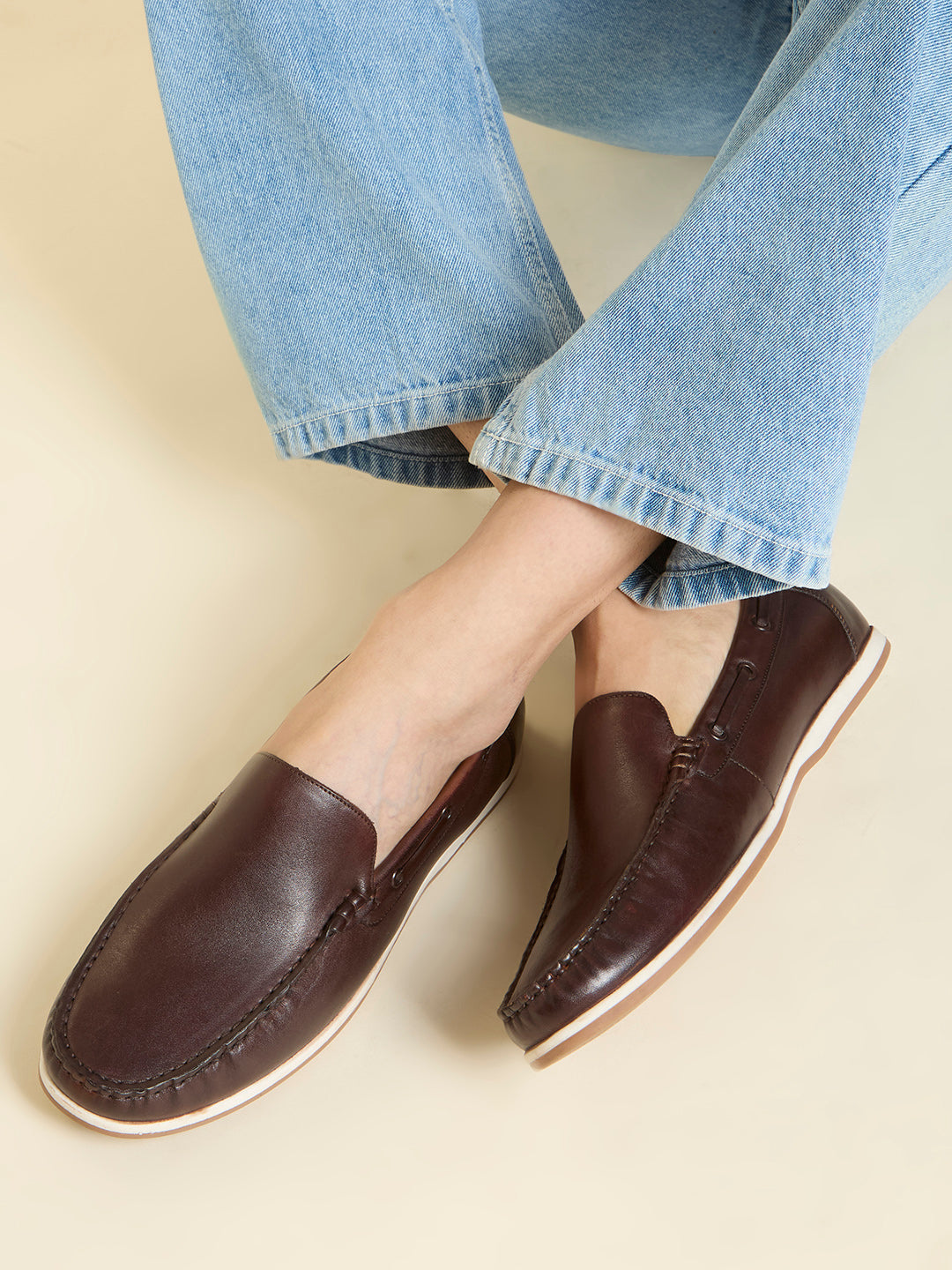 Atesber Coffee Brown Solid Loafers For Men