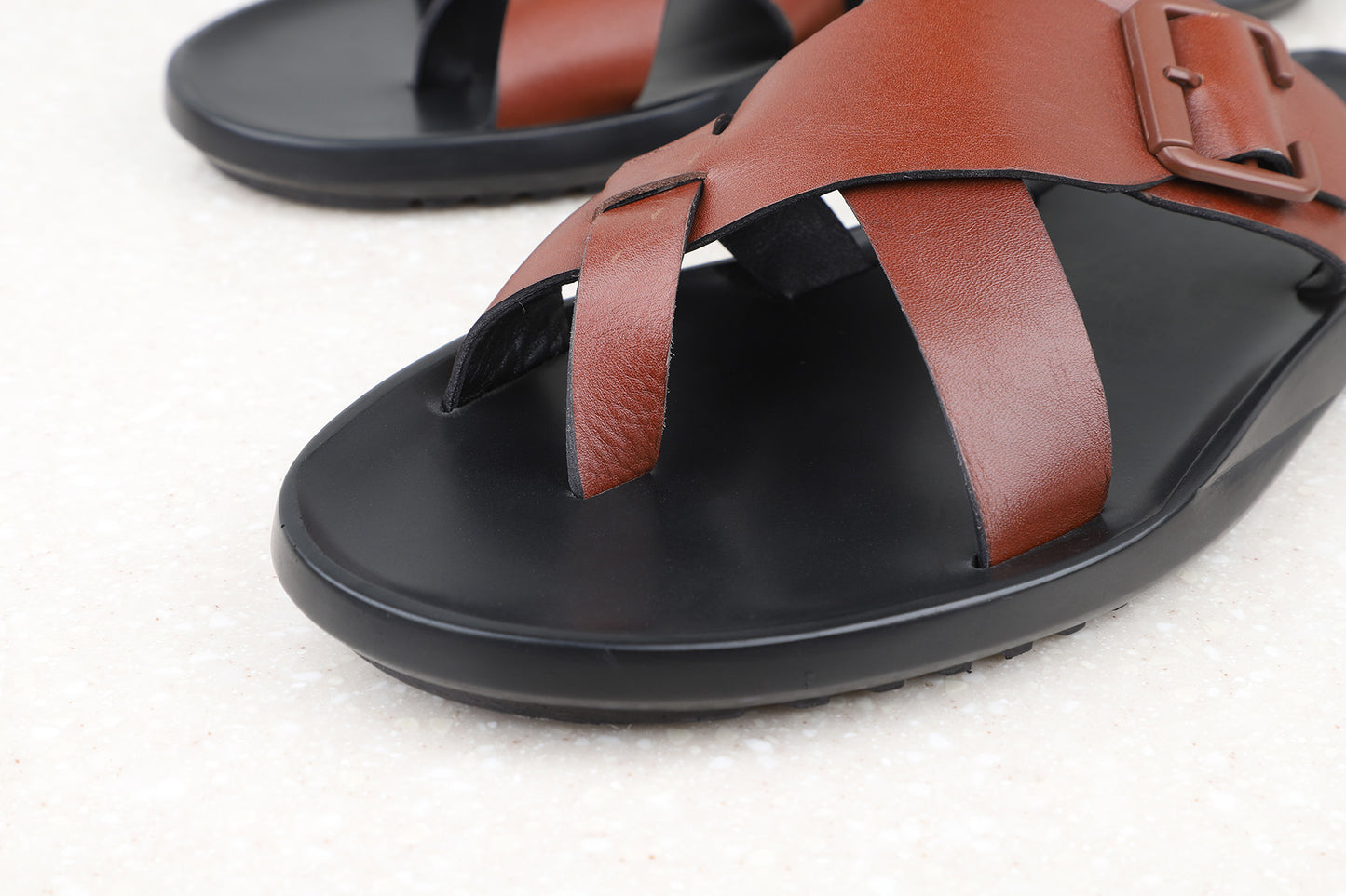 Atesber Tan Solid Thong Sandals For Men