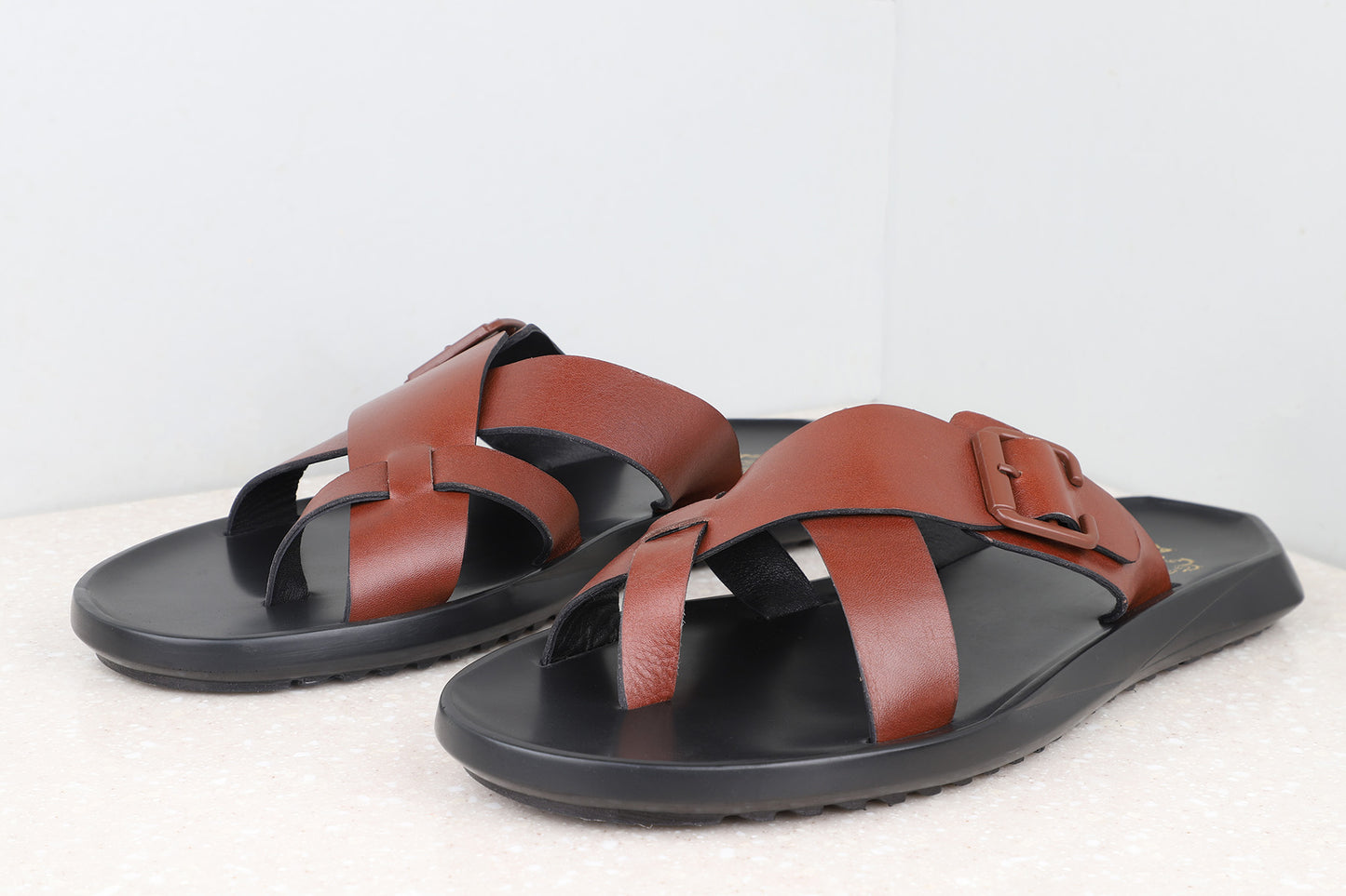 Atesber Tan Solid Thong Sandals For Men