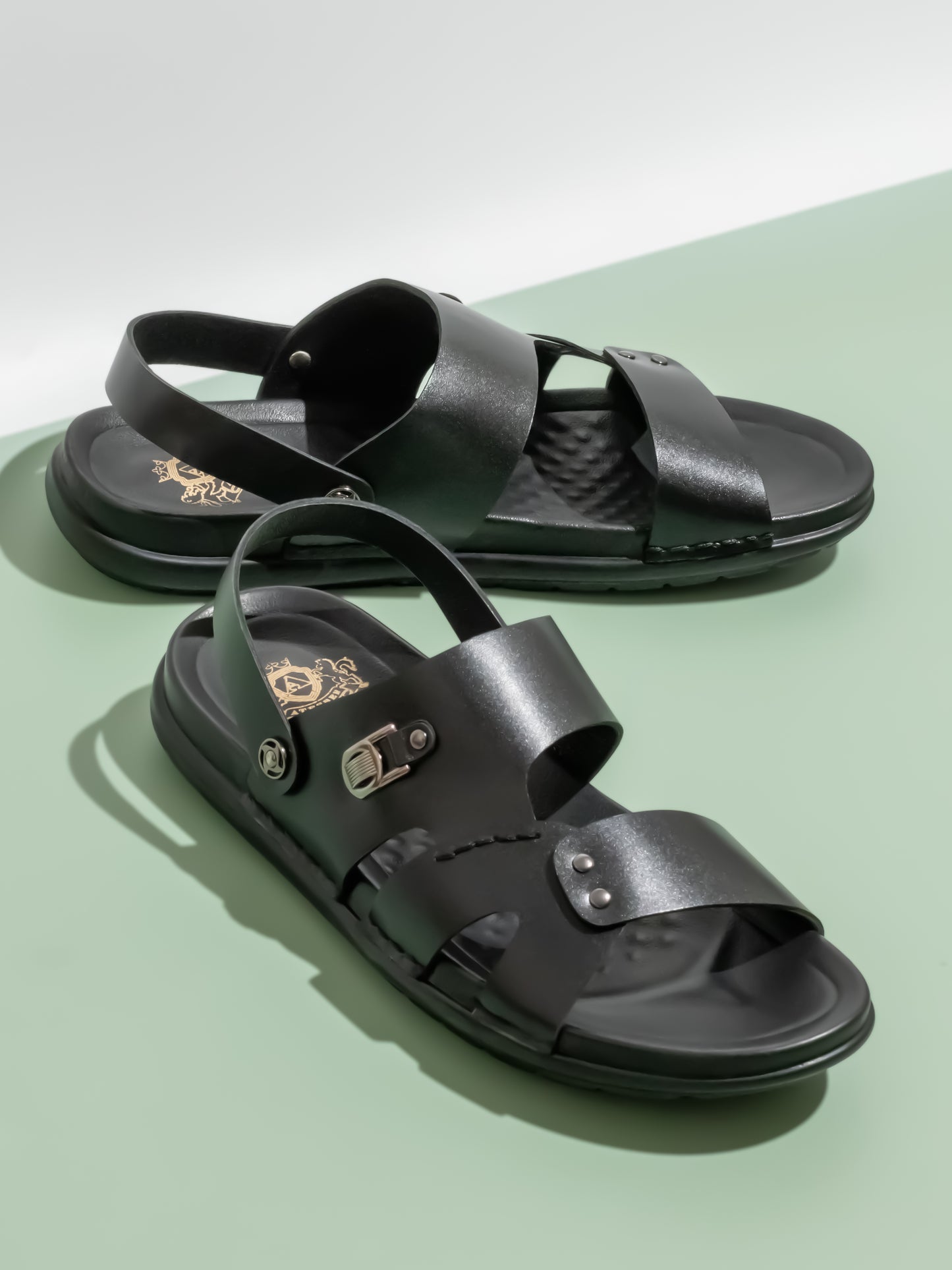 Atesber Black Woven Strap Sandal For Mens