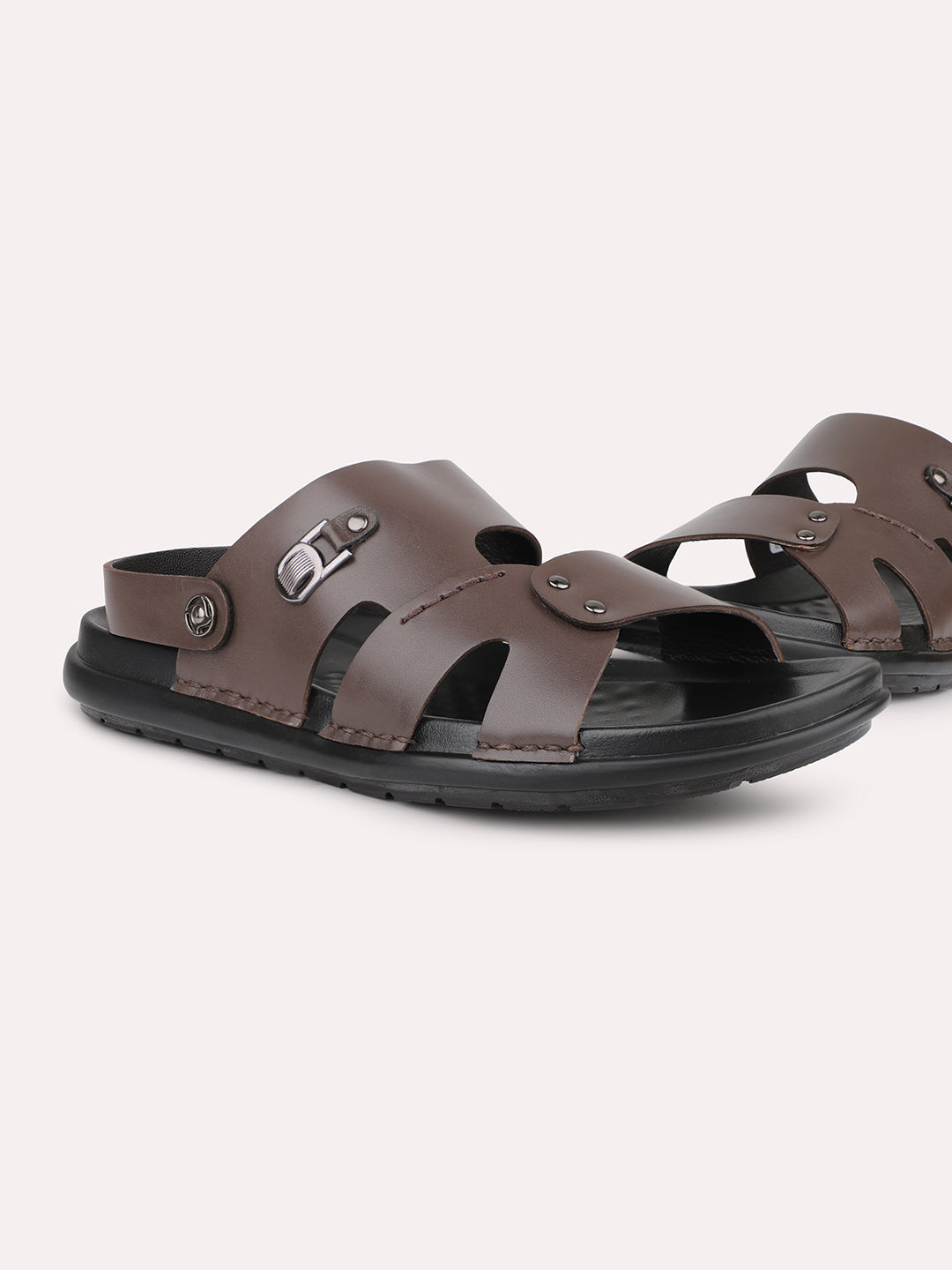 Atesber Brown Woven Strap Sandal For Mens